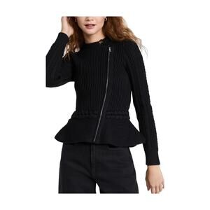 Simkhai Ribbed Black Andi Cardigan Sweater Size XL